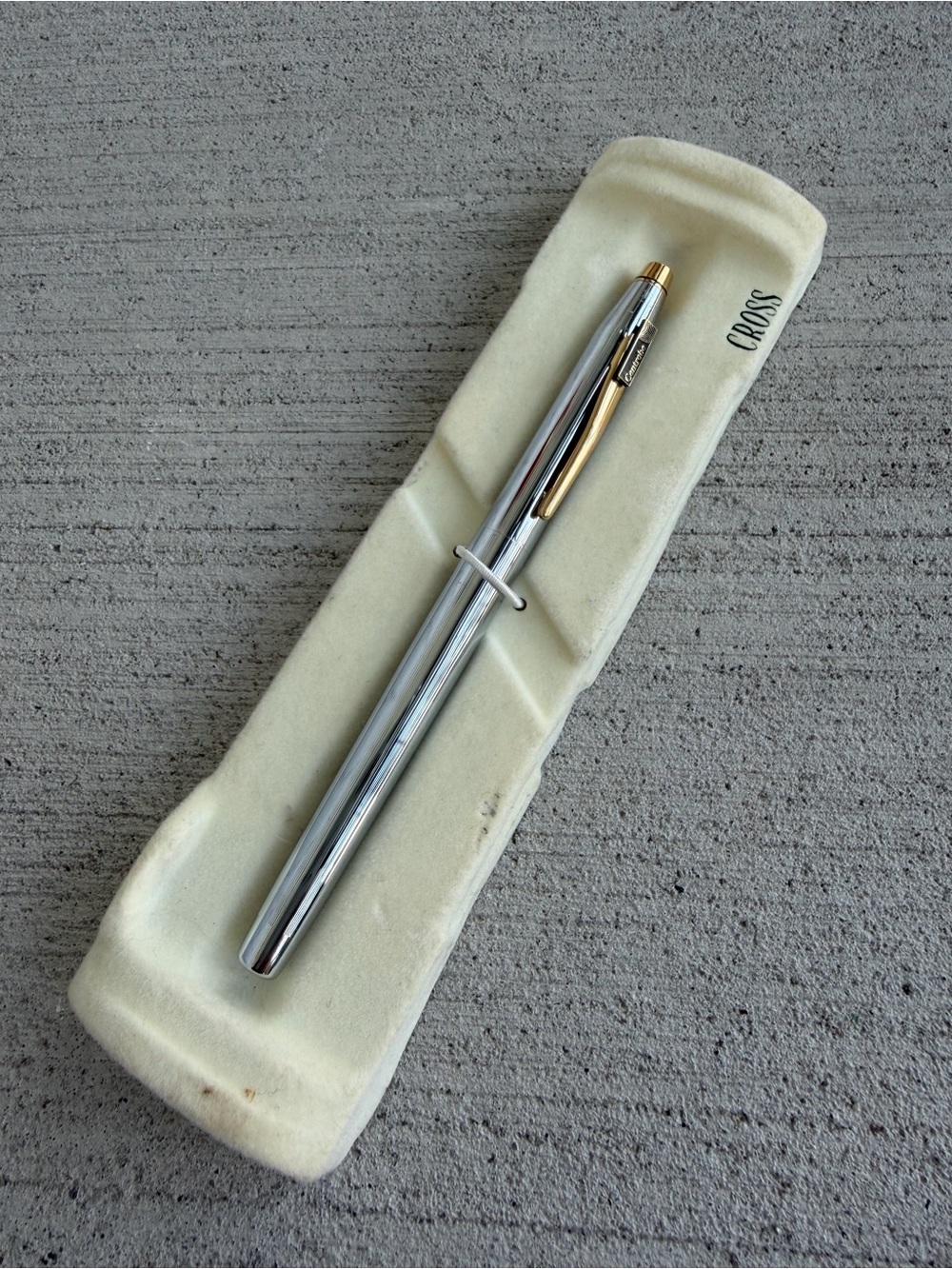 Vintage Cross Century Ballpoint Pen Chrome Gold Tone Centerpiece An EDS Company
